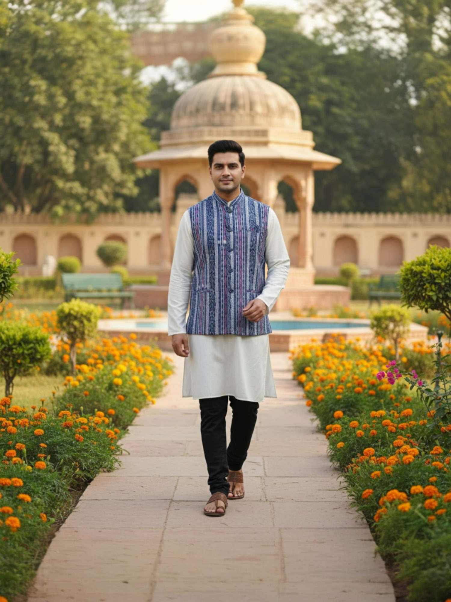 Sambalpuri Ikat Fusion Jacket - Modern Menswear - Blue