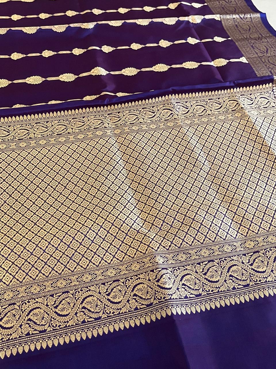 Kora Banarasi Pure Organza Handwoven Silk Saree with Kadwa Buttis - Purple