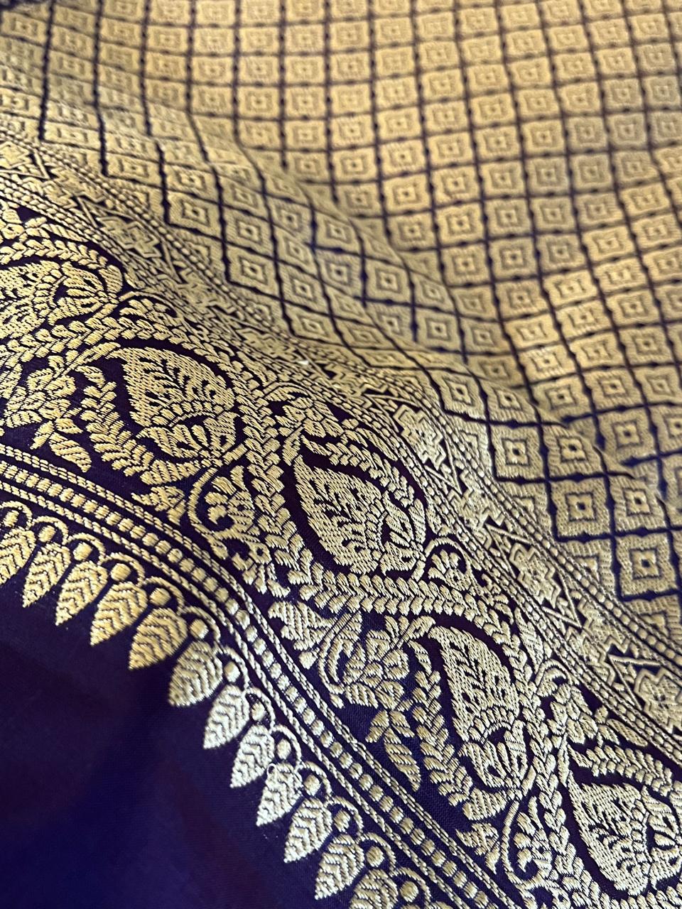 Kora Banarasi Pure Organza Handwoven Silk Saree with Kadwa Buttis - Purple