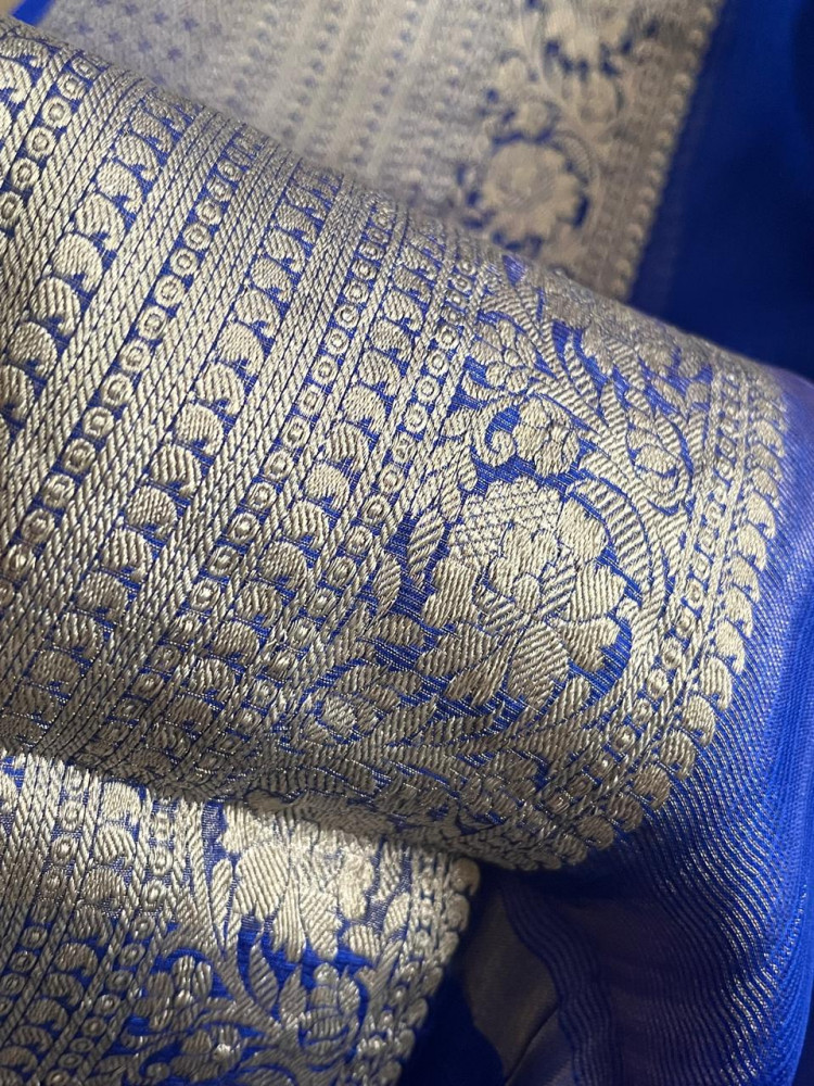 Image of Pure Kota Silk Lightweight Saree - Electric Blue