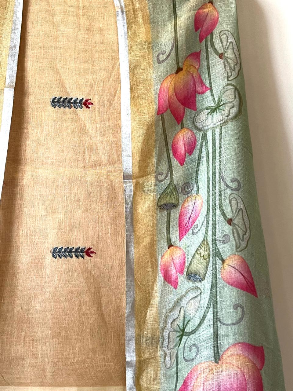 Linen Embroidered Suits - Buttercream