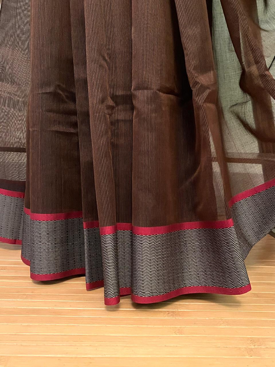 Cocoa Rehwa Elegance Maheshwari Handloom Saree