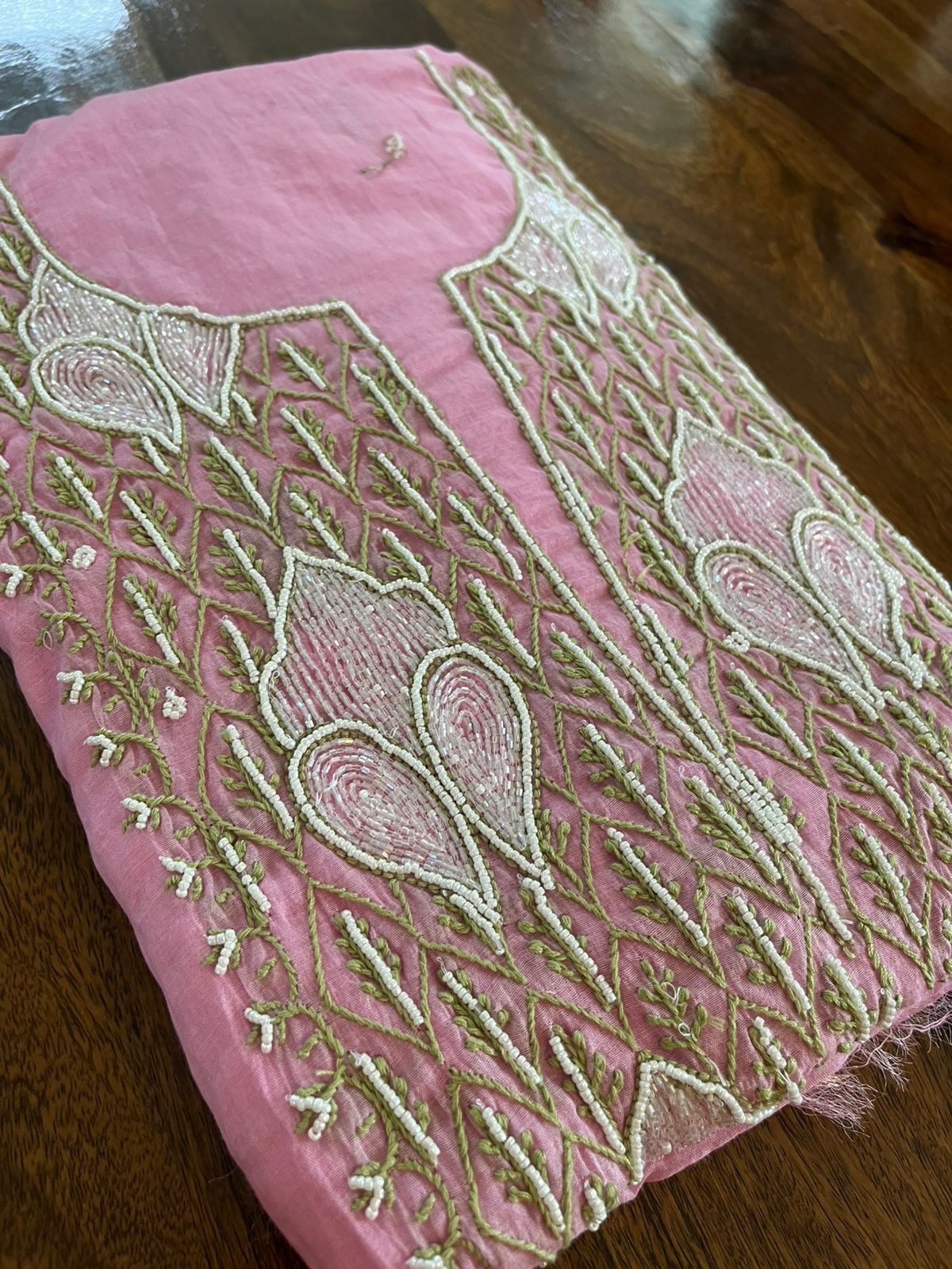 Mul Chanderi Handwork Chikankari Kurta Dupatta - Dusty Rose