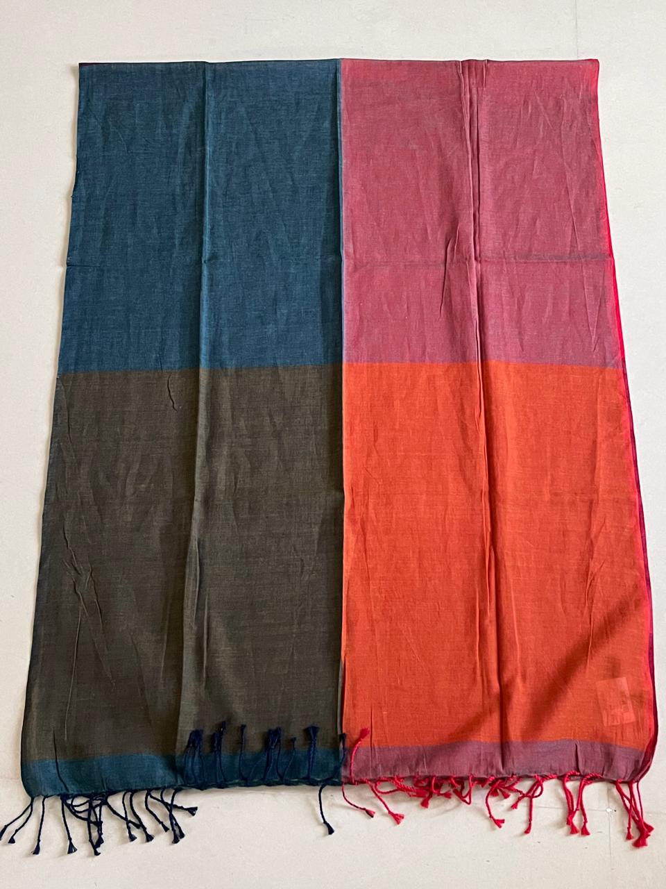 Pure Organic Cotton Handloom Stole Bold Colour Harmony