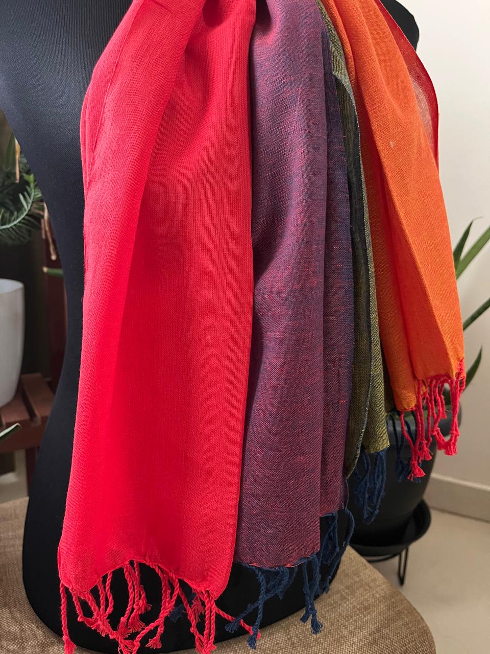 Organic cotton Handwoven Stole - Multicolour elegance