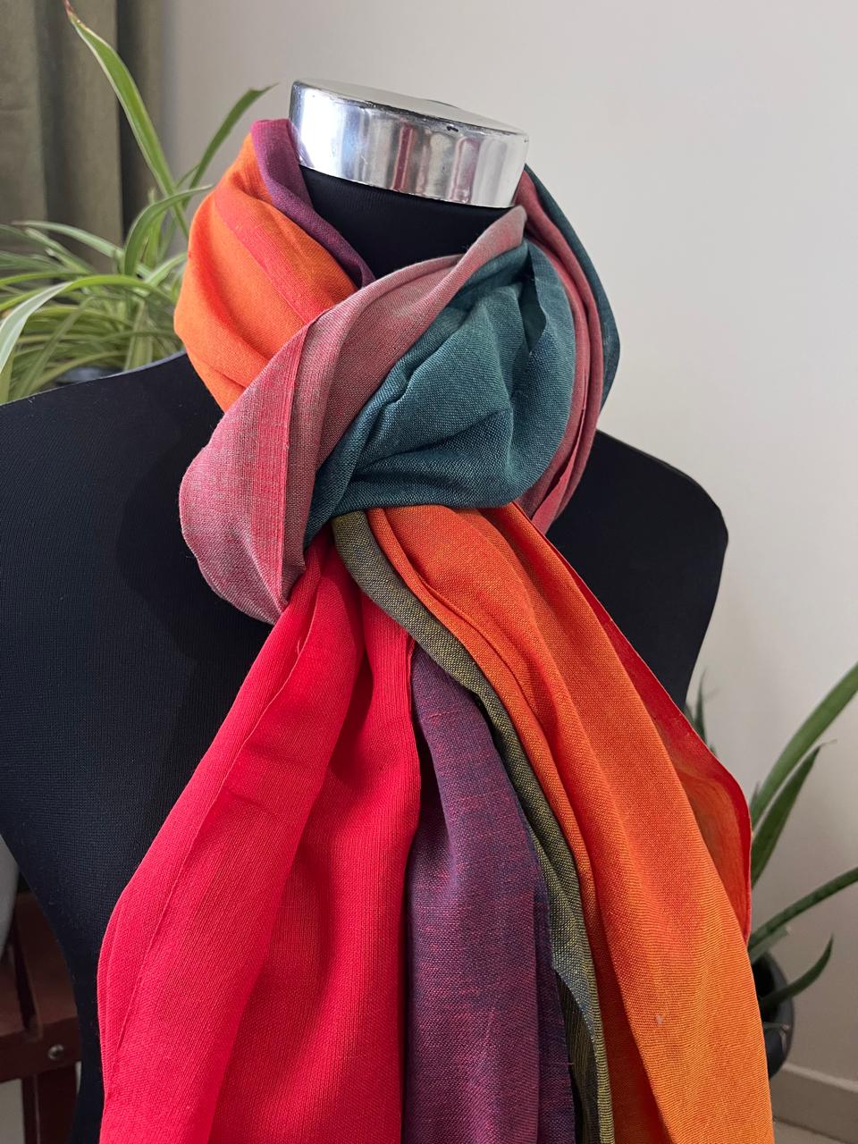 Organic cotton Handwoven Stole - Multicolour elegance