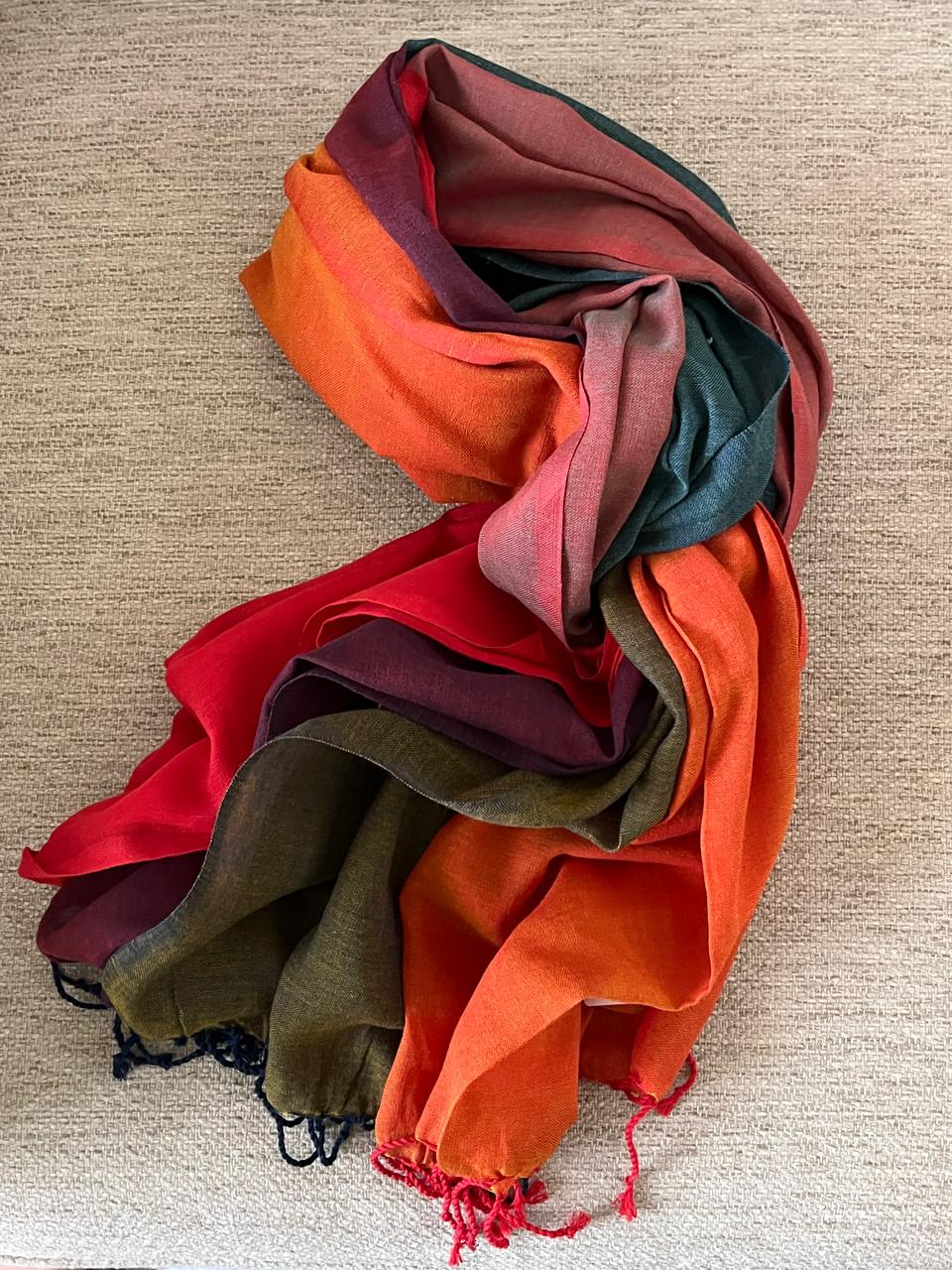 Organic cotton Handwoven Stole - Multicolour elegance