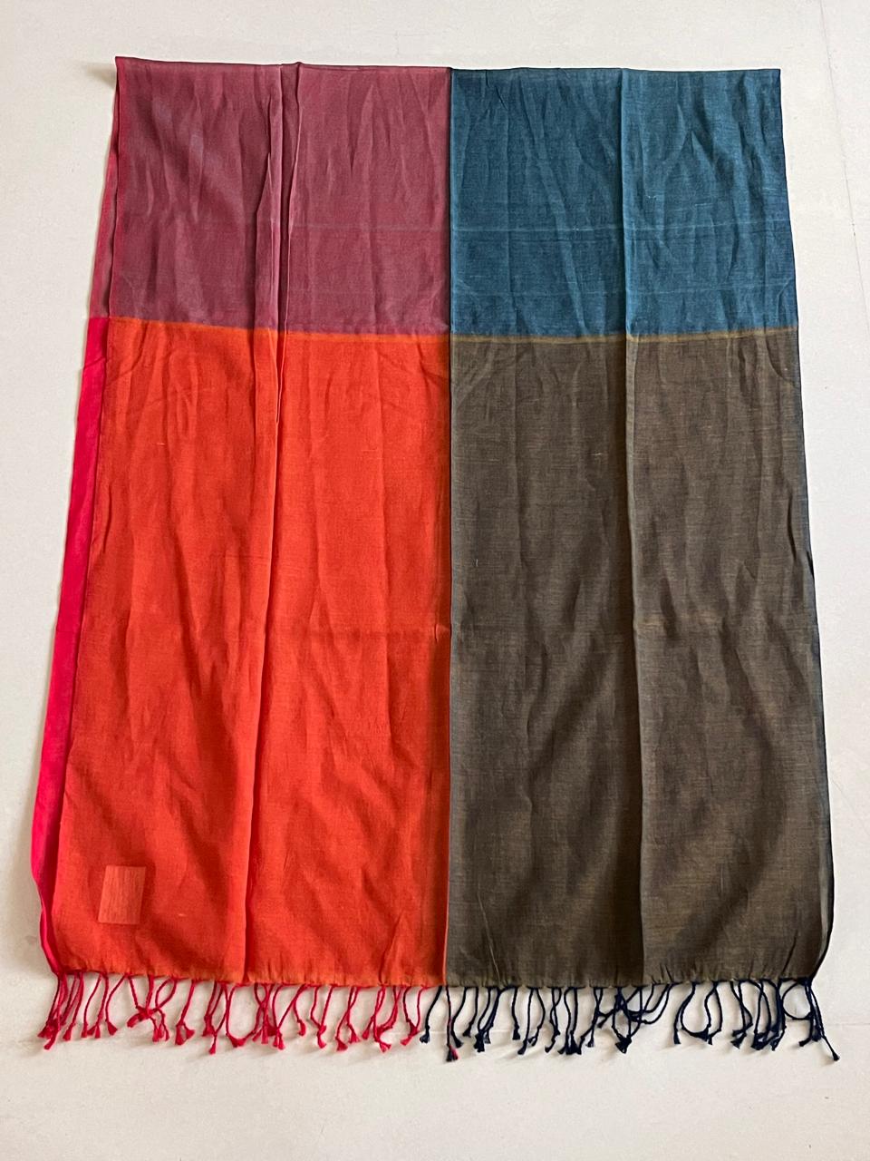 Organic cotton Handwoven Stole - Multicolour elegance