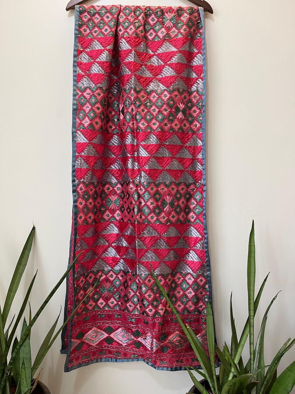 Handcrafted Phulkari Hand Embroidered Pure Khaddar cotton Stoles