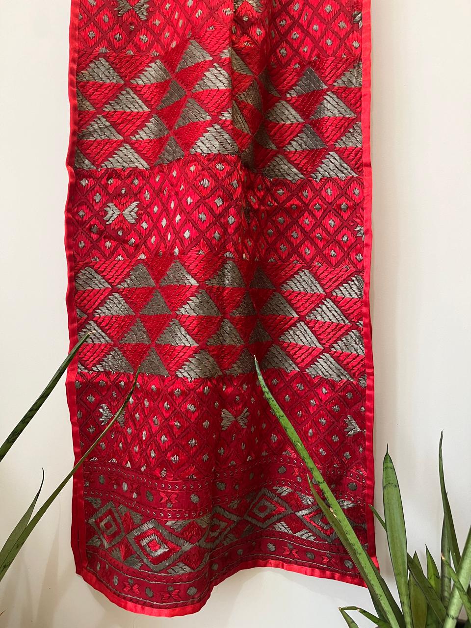 Handcrafted Phulkari Hand Embroidered Pure Khaddar cotton Stoles