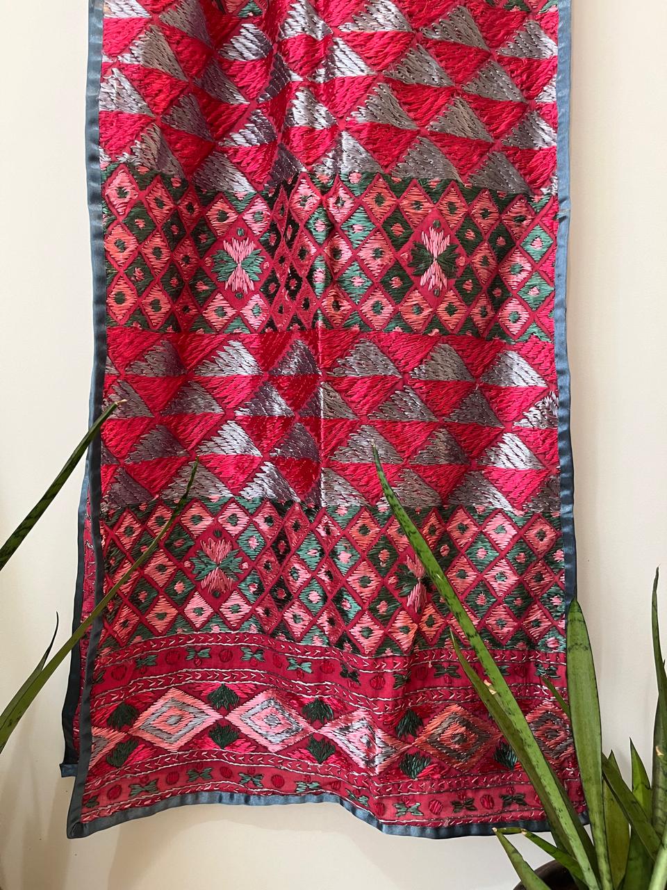 Handcrafted Phulkari Hand Embroidered Pure Khaddar cotton Stoles