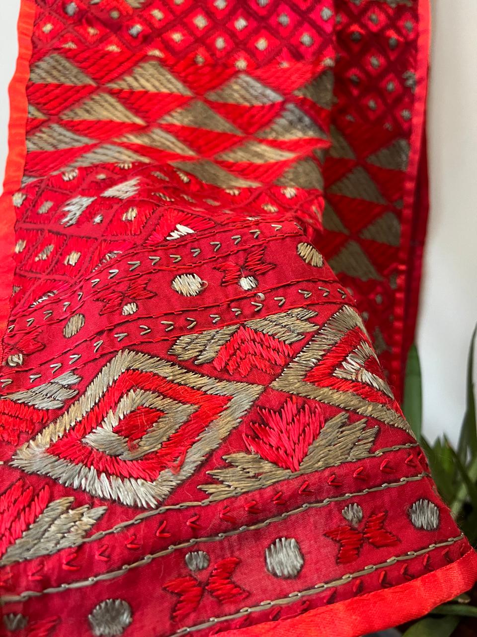 Handcrafted Phulkari Hand Embroidered Pure Khaddar cotton Stoles