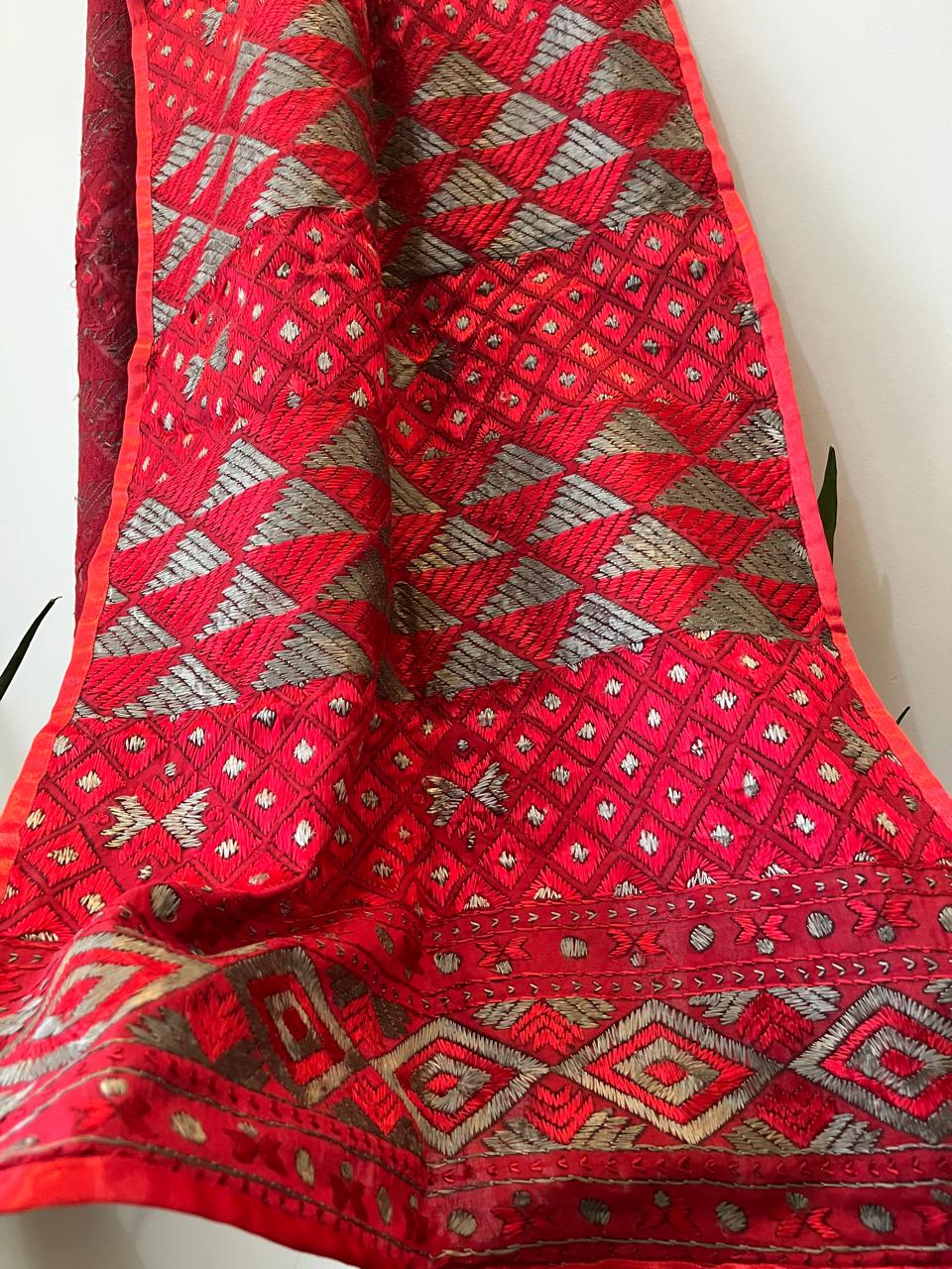 Handcrafted Phulkari Hand Embroidered Pure Khaddar cotton Stoles