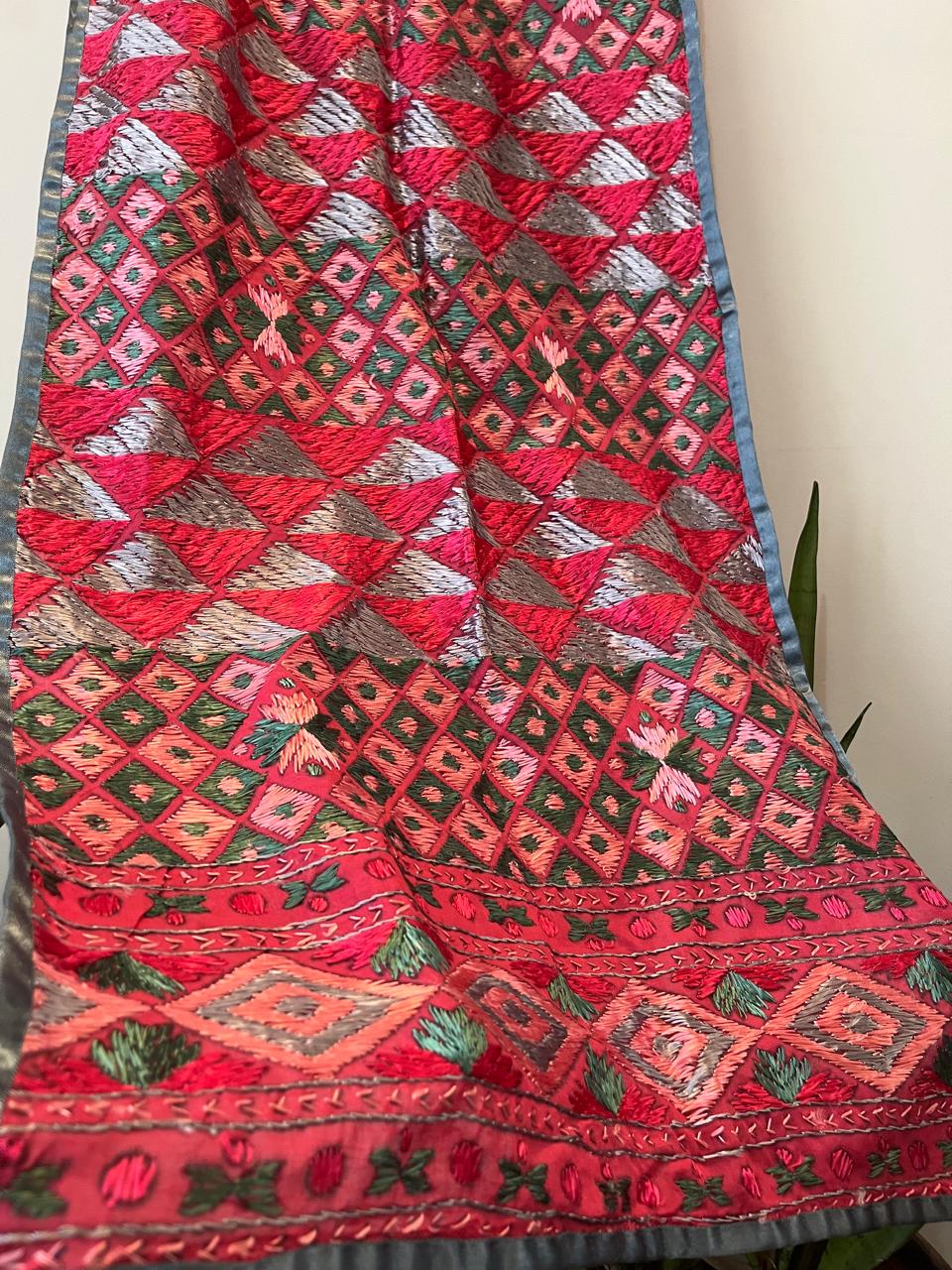 Handcrafted Phulkari Hand Embroidered Pure Khaddar cotton Stoles