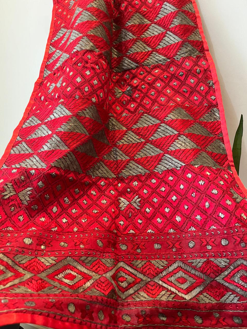 Handcrafted Phulkari Hand Embroidered Pure Khaddar cotton Stoles