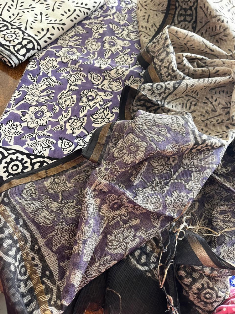 Image of Pure cotton 3 piece Suits with kota Doria Dupatta