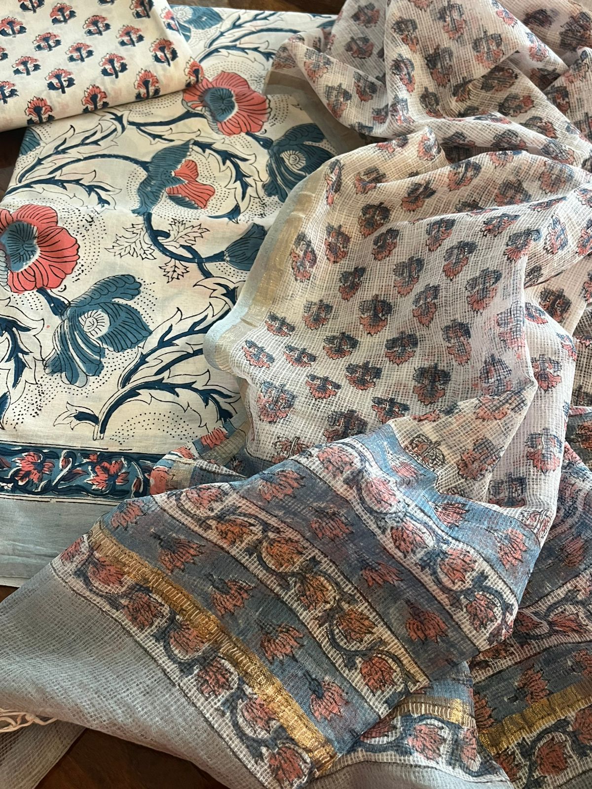 Pure cotton 3 piece Suits with kota Doria Dupatta