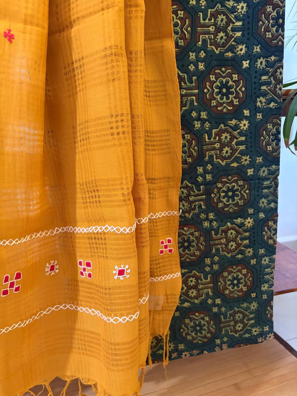 Pure Cotton Ajrakh Kurta and Cotton Embroidered Dupatta Set