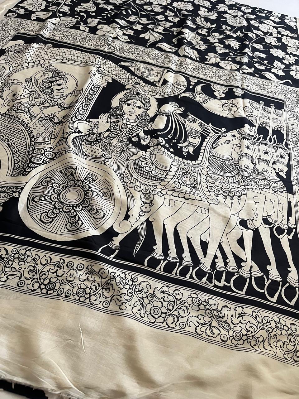 Pure cotton Hand Painted Kalamkari Saree