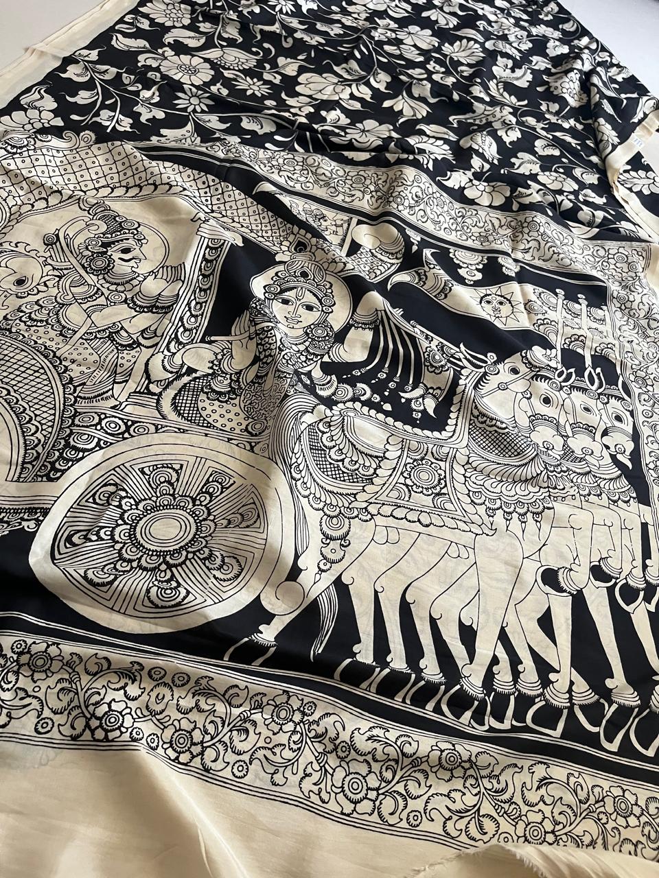 Chenoori Silk Hand Painted Kalamkari Saree - Rath Design