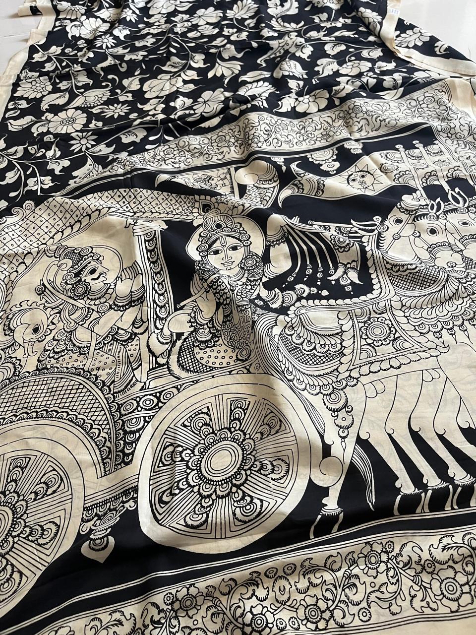 Pure cotton Hand Painted Kalamkari Saree