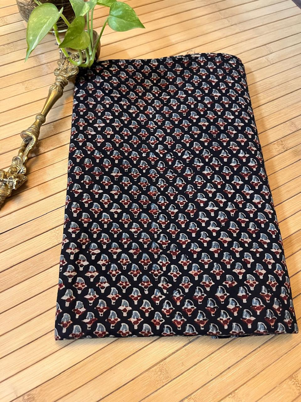 Pure cotton Handblock Ajrakh Kurta fabric