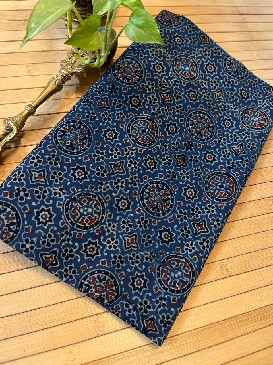 Pure cotton Handblock Ajrakh Kurta fabric