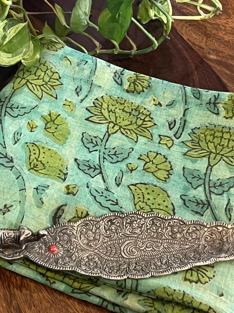 Pure Cotton Handblock Printed Kurta - 25mts - Sea Green