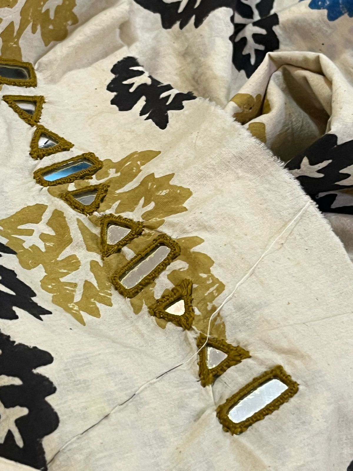 Pure Cotton Handblock Printed Kurta with Hand Real Mirror work