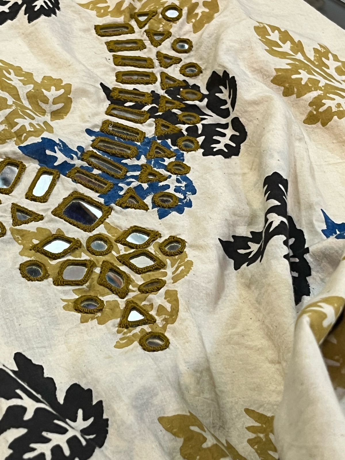 Pure Cotton Handblock Printed Kurta with Hand Real Mirror work