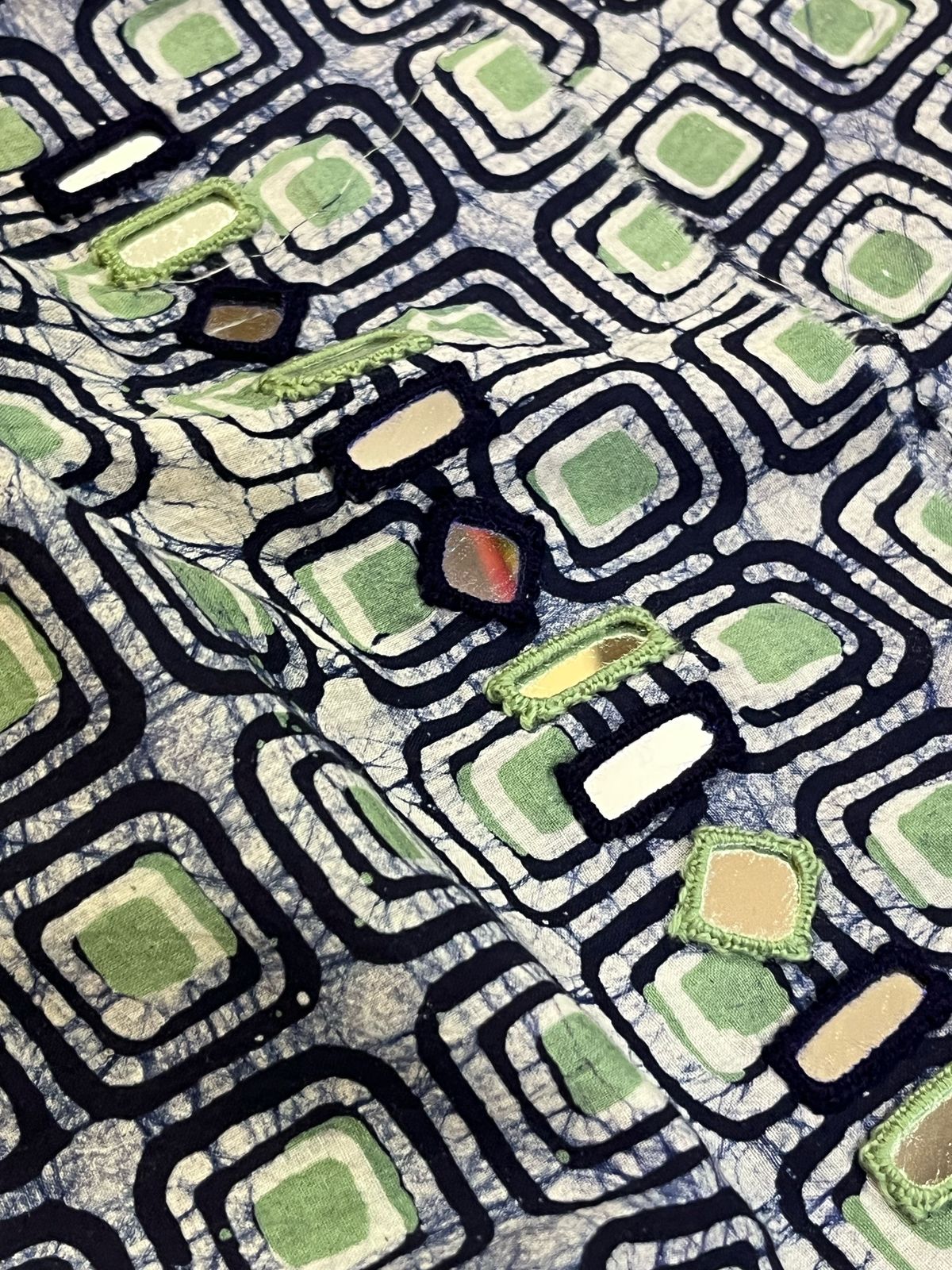 Pure Cotton Handblock Printed Kurta with Real Mirror work