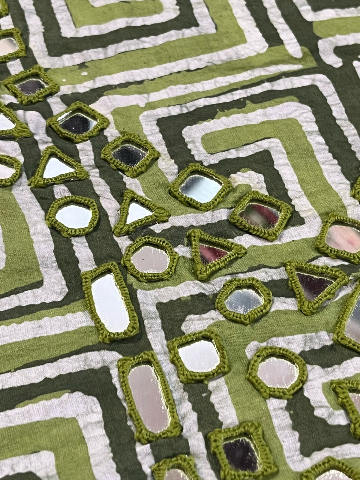 Pure Cotton Handblock Printed Kurta with Real Mirror work