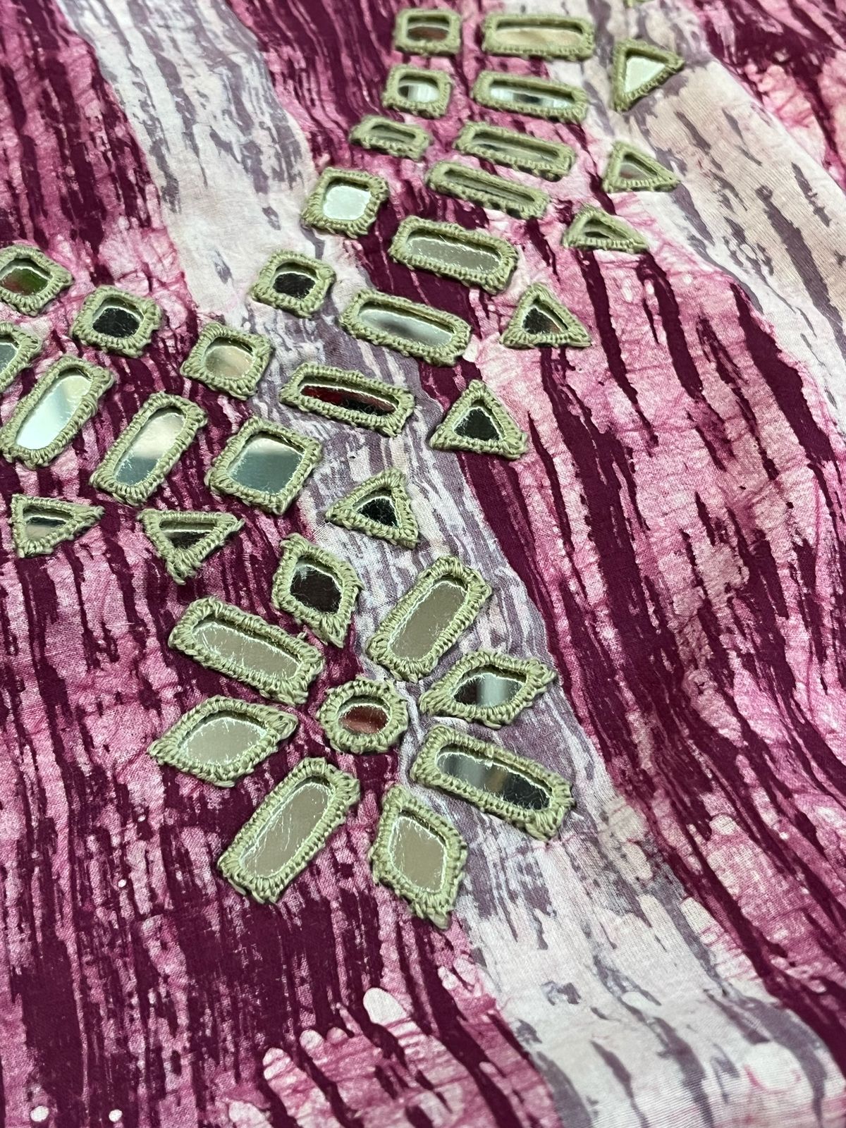 Pure Cotton Handblock Printed Kurta with Real Mirror work