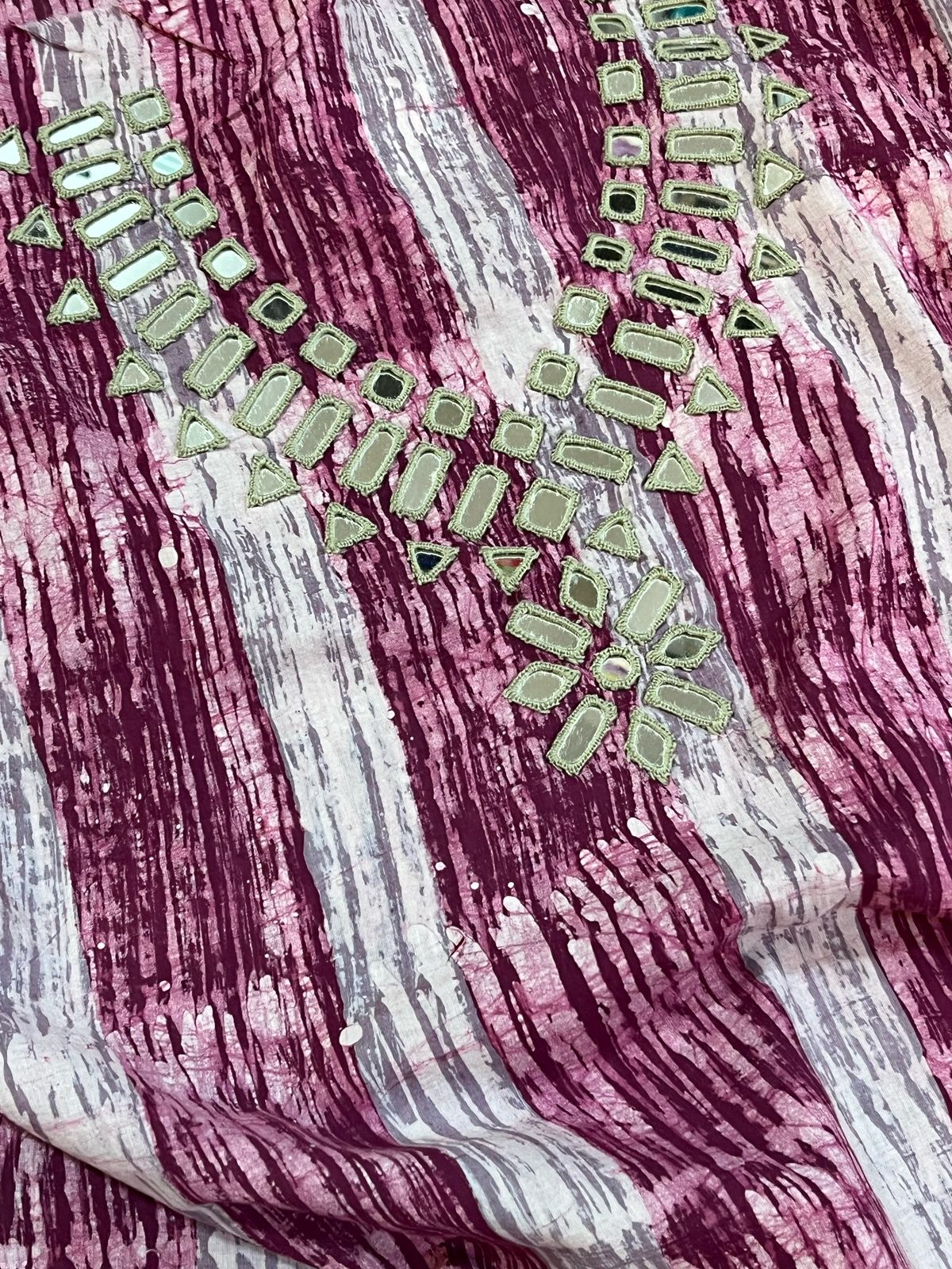 Pure Cotton Handblock Printed Kurta with Real Mirror work