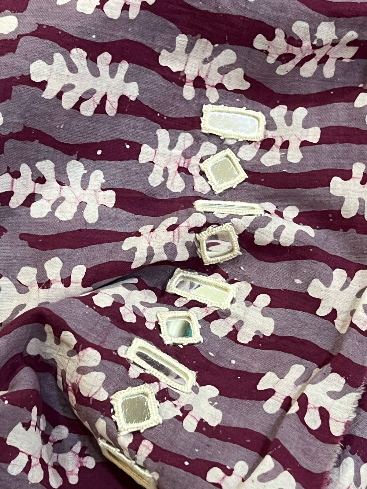 Pure Cotton Handblock Printed Kurta with Hand Real Mirror work