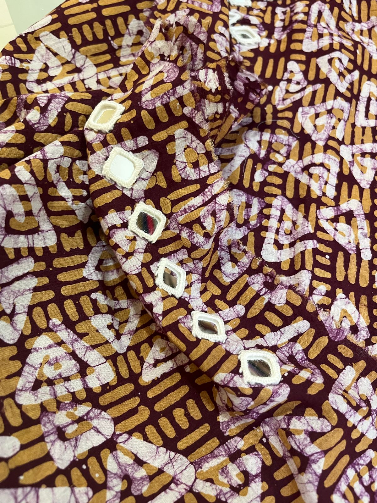 Pure Cotton Handblock Printed Kurta with Real Mirror work