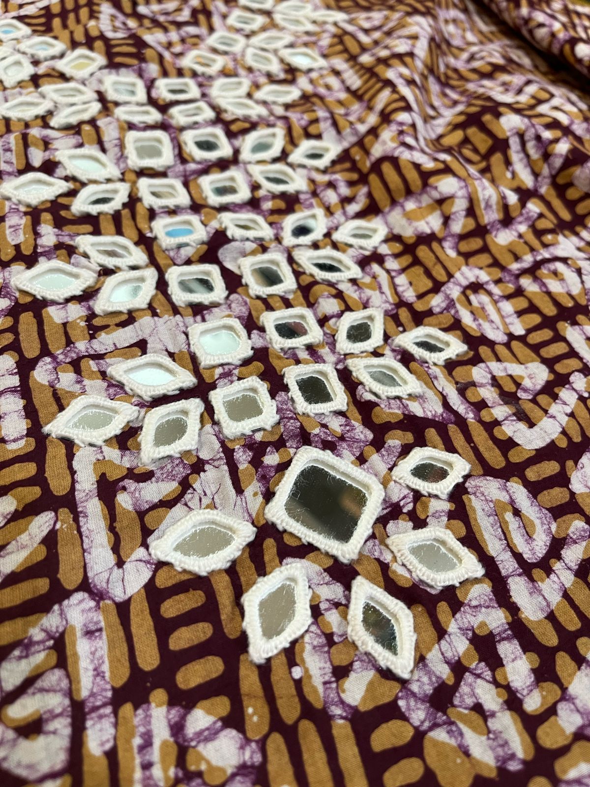 Pure Cotton Handblock Printed Kurta with Real Mirror work