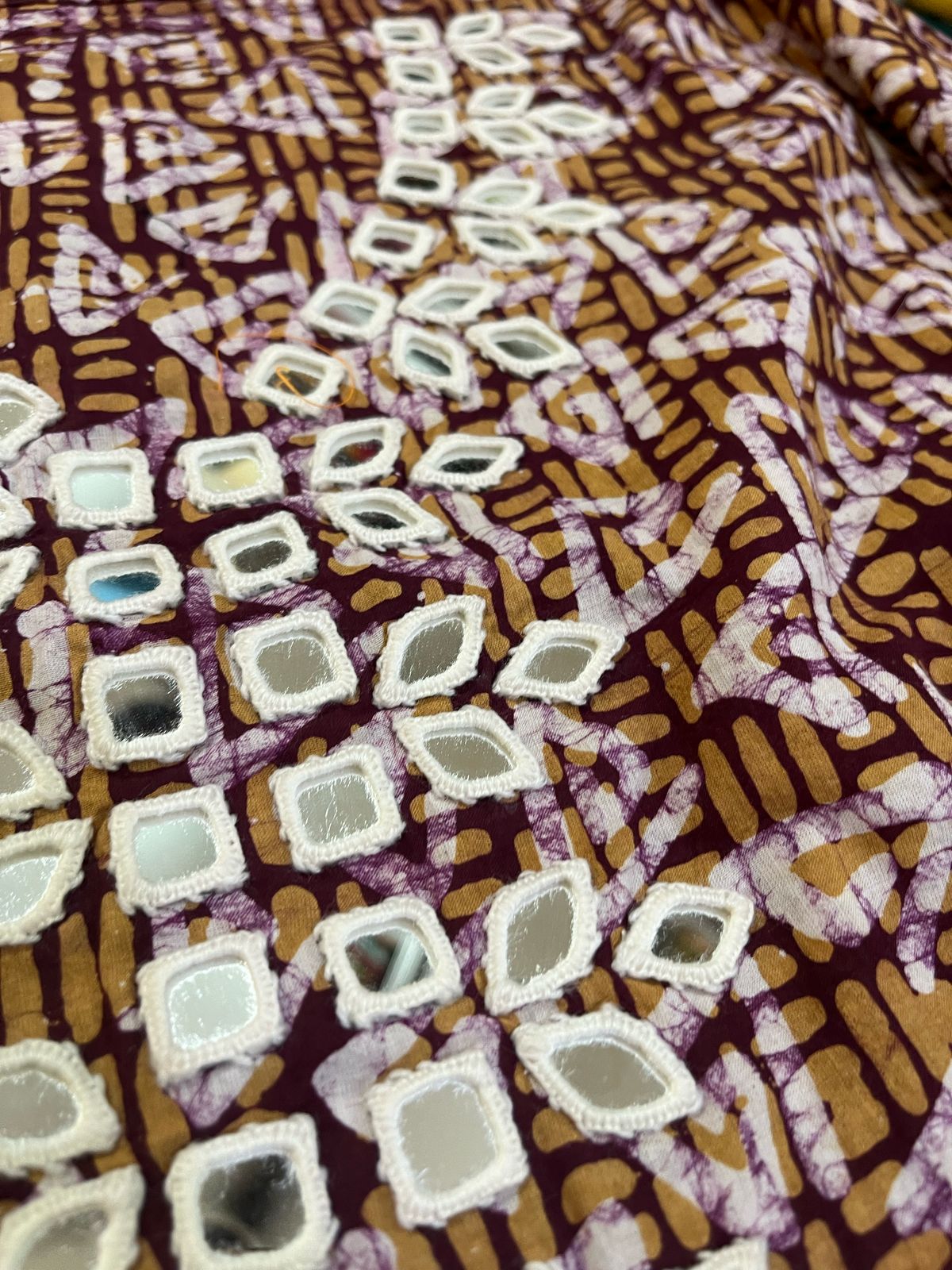 Pure Cotton Handblock Printed Kurta with Real Mirror work