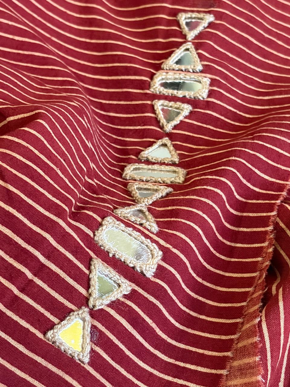 Pure Cotton Handblock Printed Kurta with Real Mirror work