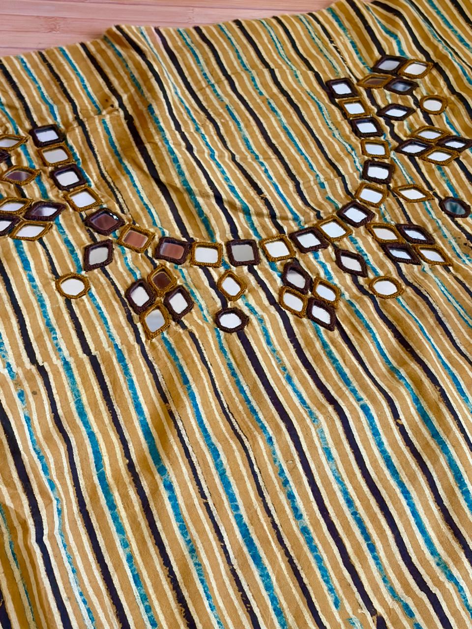 Pure Cotton Handblock Printed Kurta with Real Mirror work
