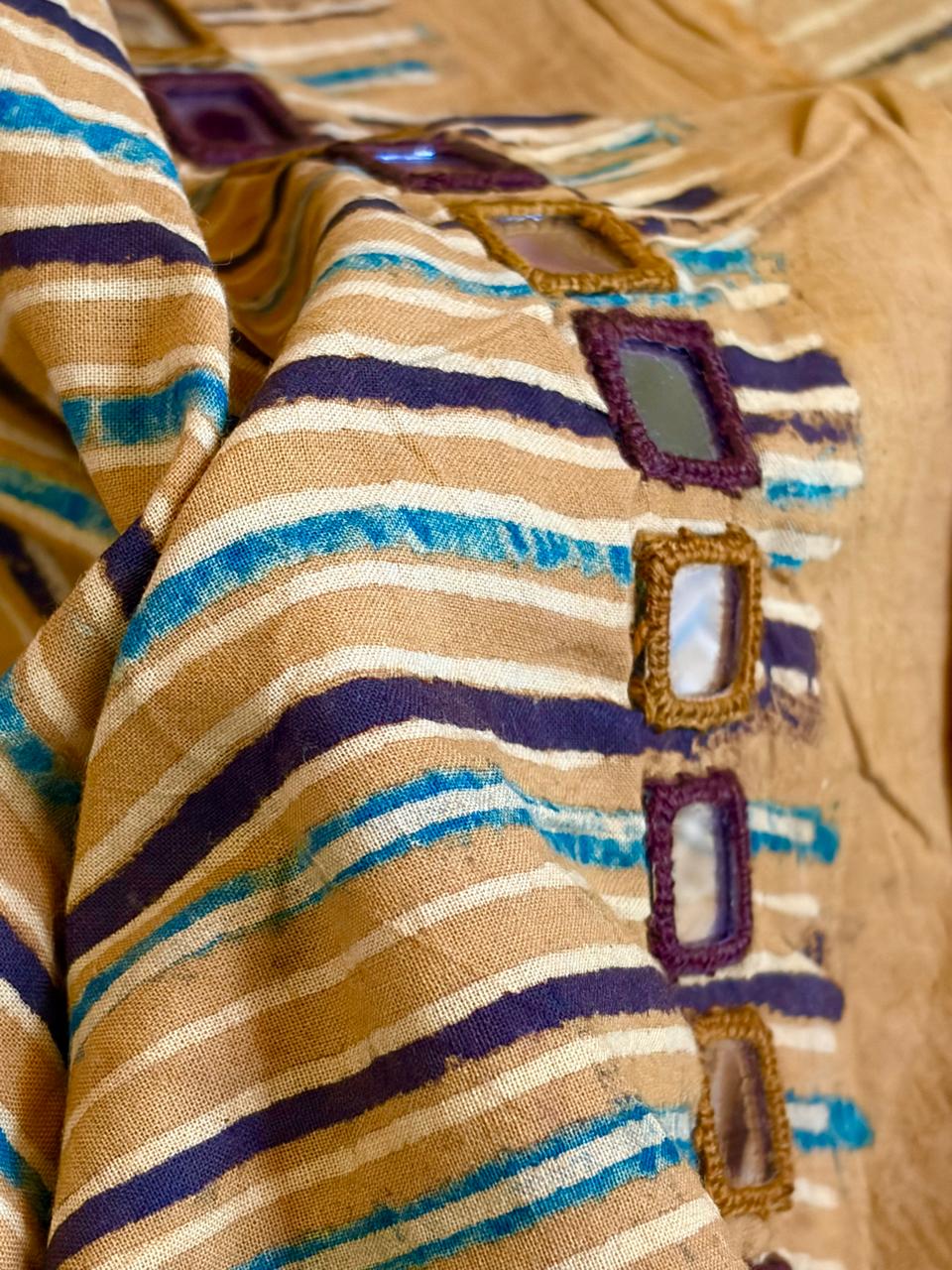 Pure Cotton Handblock Printed Kurta with Real Mirror work