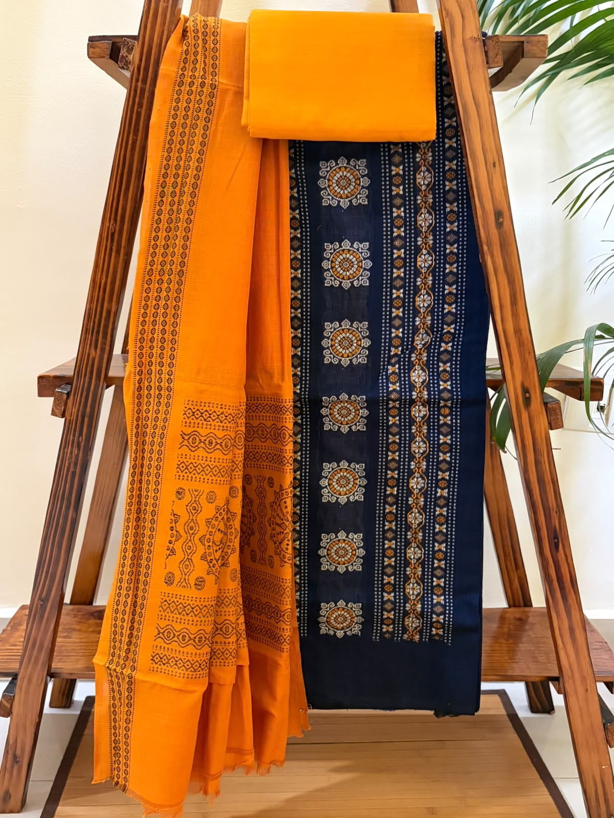 Pure Cotton Handloom Sambhalpuri 3 piece Suits - Blue Kurta