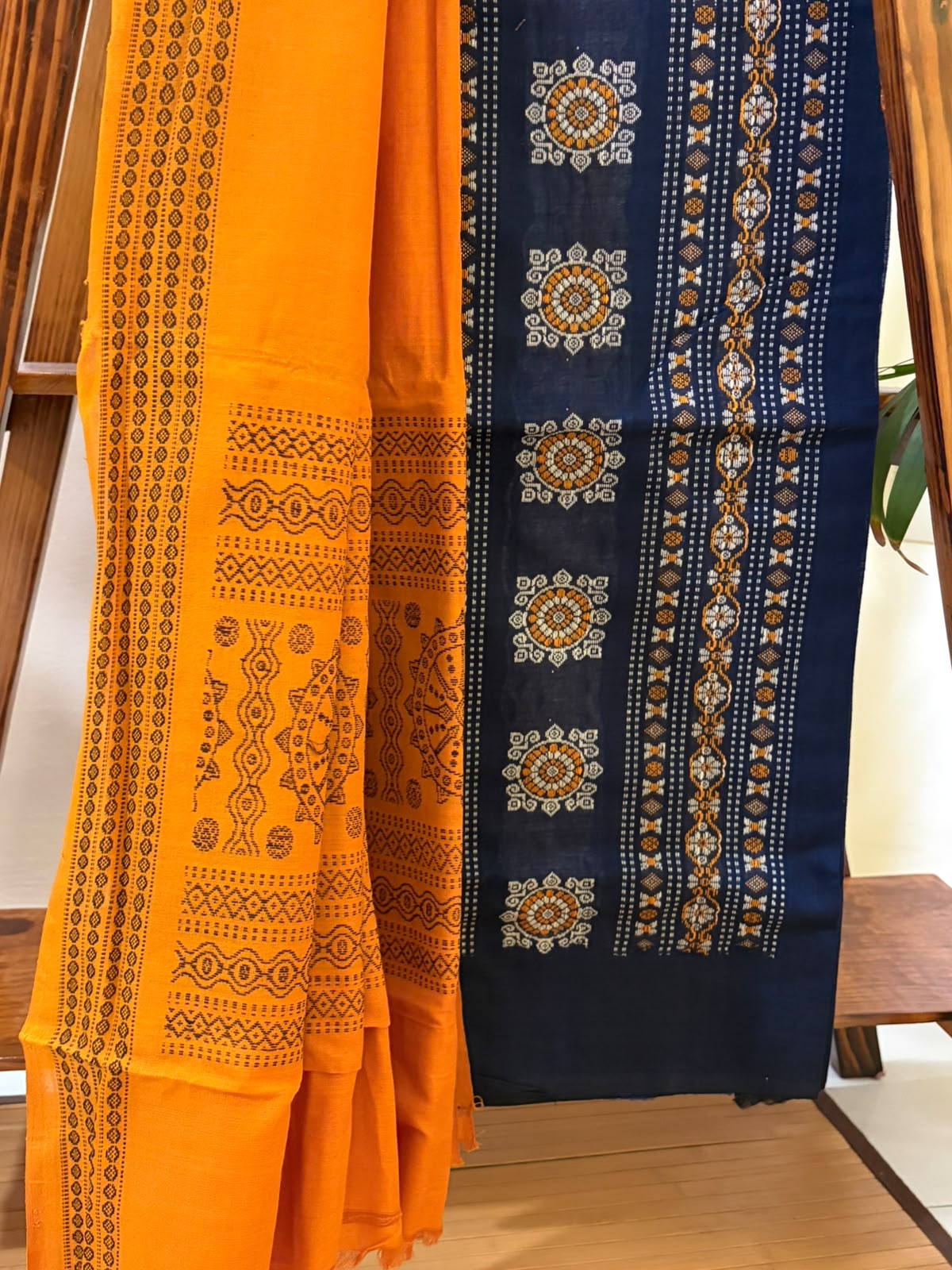 Pure Cotton Handloom Sambhalpuri 3 piece Suits - Blue Kurta