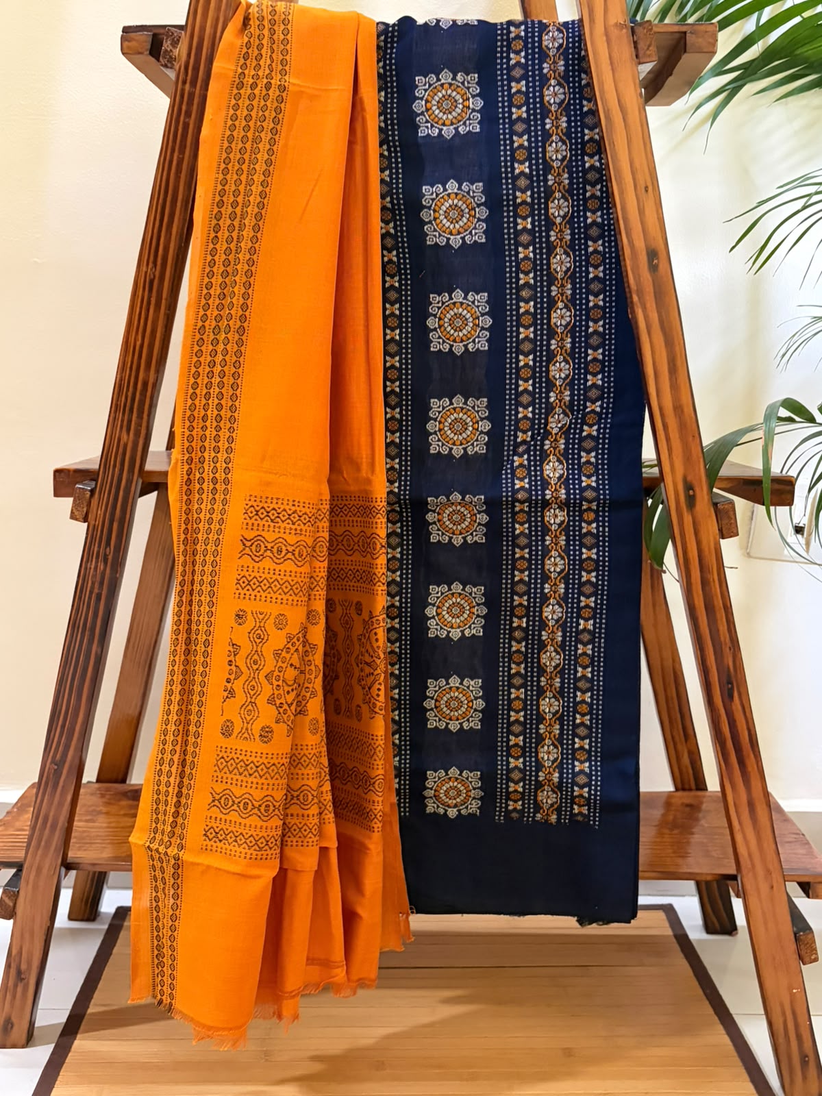 Pure Cotton Handloom Sambhalpuri 3 piece Suits - Blue Kurta