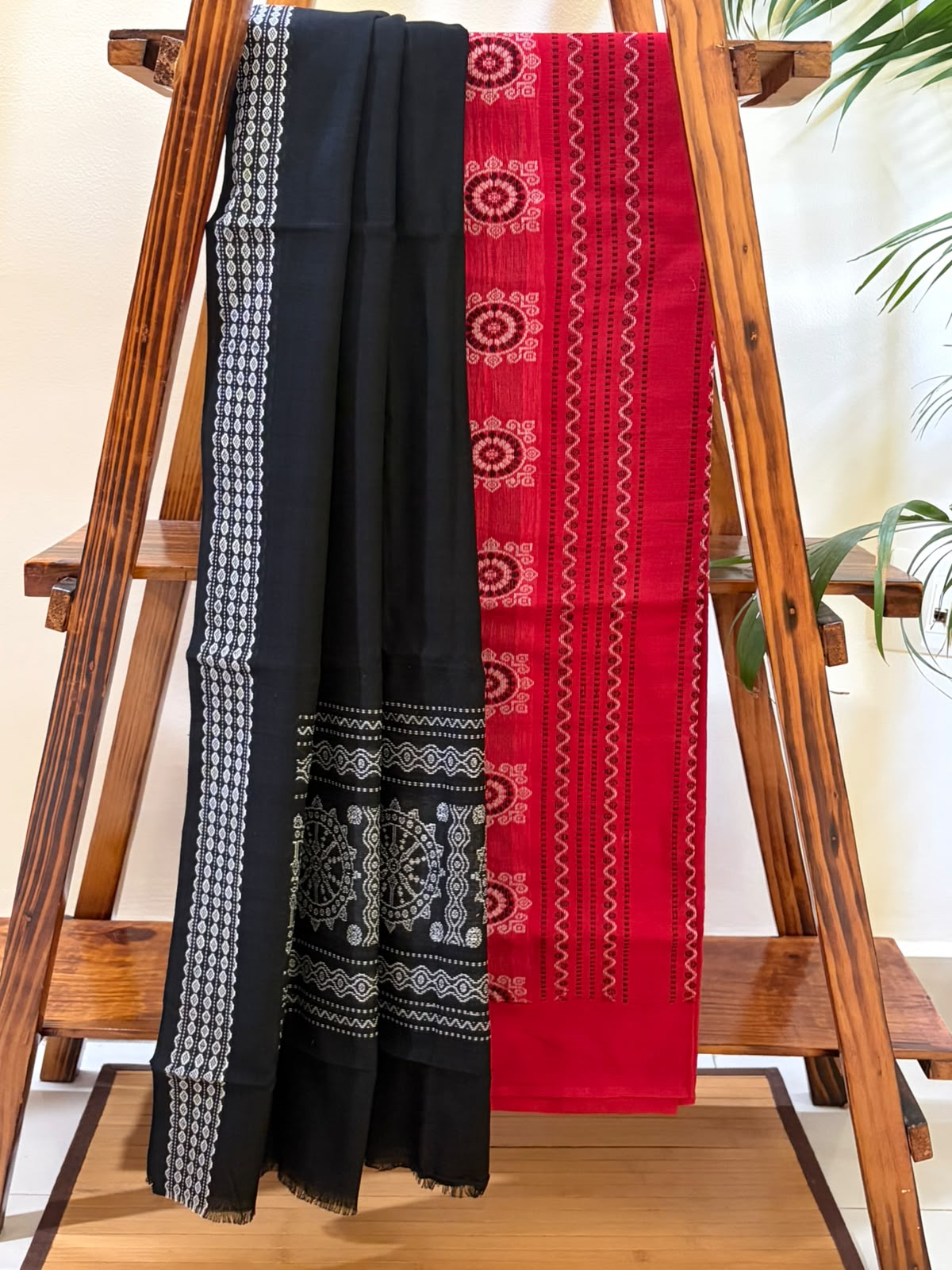 Pure Cotton Handloom Sambhalpuri 3 piece Suits - Red Kurta