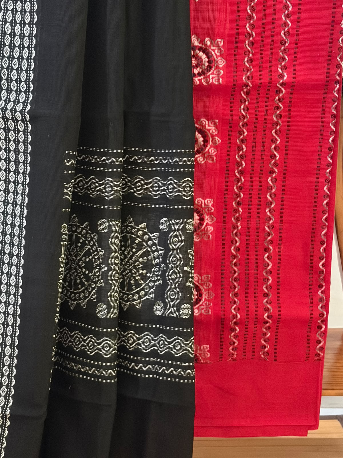Pure Cotton Handloom Sambhalpuri 3 piece Suits - Red Kurta
