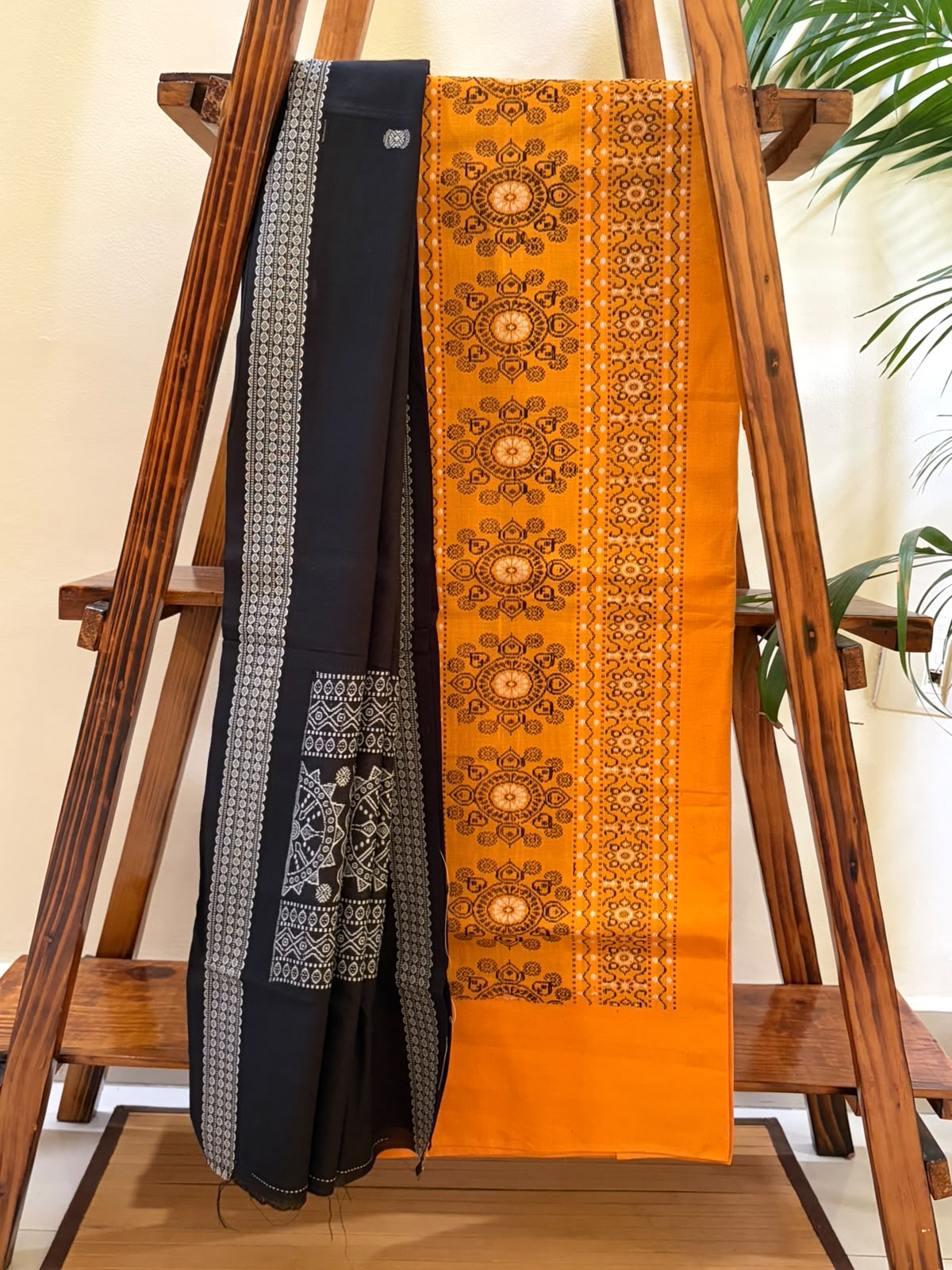 Pure Cotton Handloom Sambhalpuri 3 piece Suits - Yellow Kurta