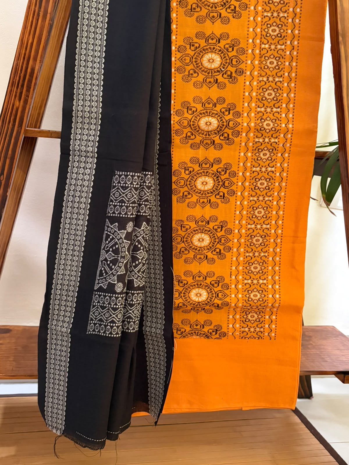 Pure Cotton Handloom Sambhalpuri 3 piece Suits - Yellow Kurta