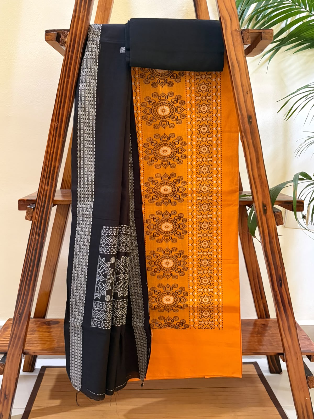 Pure Cotton Handloom Sambhalpuri 3 piece Suits - Yellow Kurta