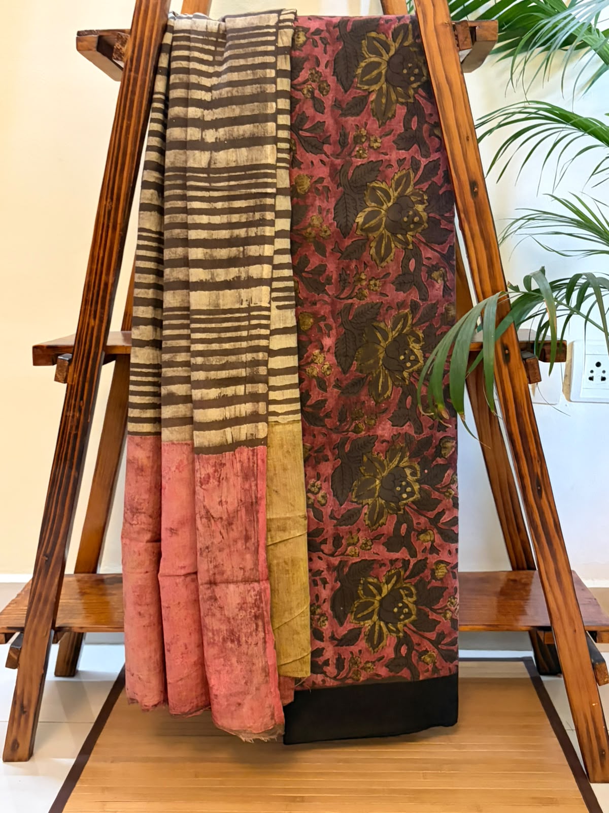 100 Pure Cotton Handblock Printed 3-Piece Suit  Naturally Dyed with Pomegranate Peel